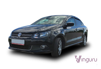 Дефлекторы окон Vinguru VW Polo 2009-2015, 2014-2020 /сед/накладные/скотч/к-т 4 шт./литьевой поликарбонат / Фольксваген Поло