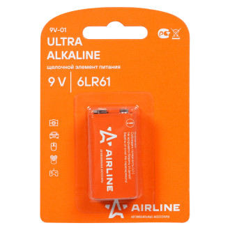 Батарейка 6LR61/Крона 9V щелочная 1 шт. 9V-01 AIRLINE
