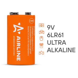 Батарейка 6LR61/Крона 9V щелочная 1 шт. 9V-01 AIRLINE