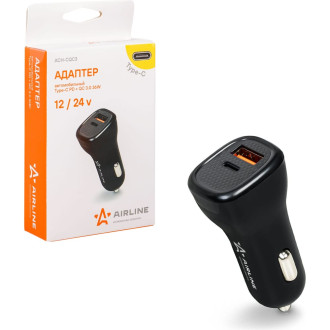Адаптер автомобильный Type-C PD + QC 3.0 36Вт, 12/24В ACH-CQC3 AIRLINE