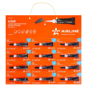 Клей супер цианакрилатный EXTRA STRONG, 1 шт., 3 гр. блистеры на подложке ADGC007 AIRLINE