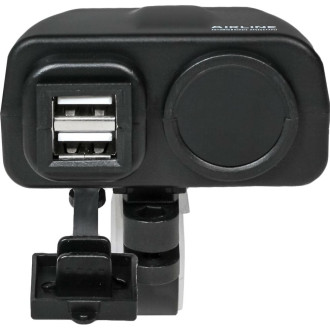 Розетка USB для мотоциклов с вольтметром и термометром (5В, 2.1А+2.1А) (вкл/выкл) AEBJ209 AIRLINE