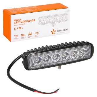 Фара светодиодная прямоугольная 6LED, направленный свет, 18Вт, 157х42х40мм, 12/24В ALED004 AIRLINE