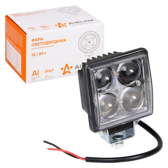 Фара светодиодная квадратная 4LED, направленный свет, 12Вт, 76х76х46мм, 12/24В ALED001 AIRLINE