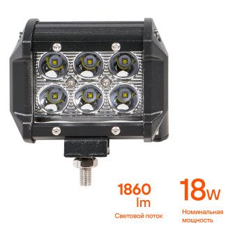 Фара светодиодная (балка) двухрядная 6LED, направленный свет, 18Вт, 98х78х65мм, 12/24В ALED040 AIRLINE