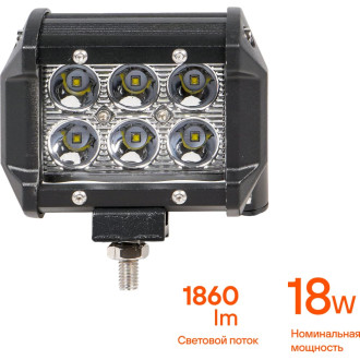 Фара светодиодная (балка) двухрядная 6LED, направленный свет, 18Вт, 98х78х65мм, 12/24В ALED040 AIRLINE