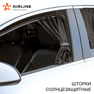 Шторки солнцезащитные раздвижные S (Д*В: 70*37-42см), цвет черный ASPS-S-11 AIRLINE