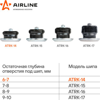 Шипы ремонтные 7 мм, 100 шт. в пакете со стикером ATRK-14 AIRLINE