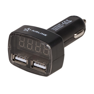 Вольтметр + 2USB 3,1A в прикуриватель 12-24В AVM-D-02 AIRLINE