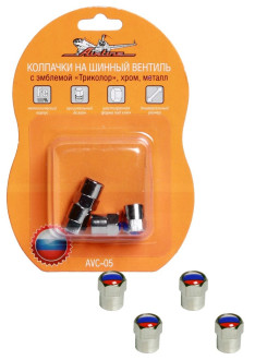 Колпачки на шинный вентиль, с эмблемой «Триколор», 4 шт. AVC-05 AIRLINE