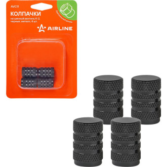 Колпачки на шинный вентиль K-2, черные, металл, 4 шт. AVC11 AIRLINE