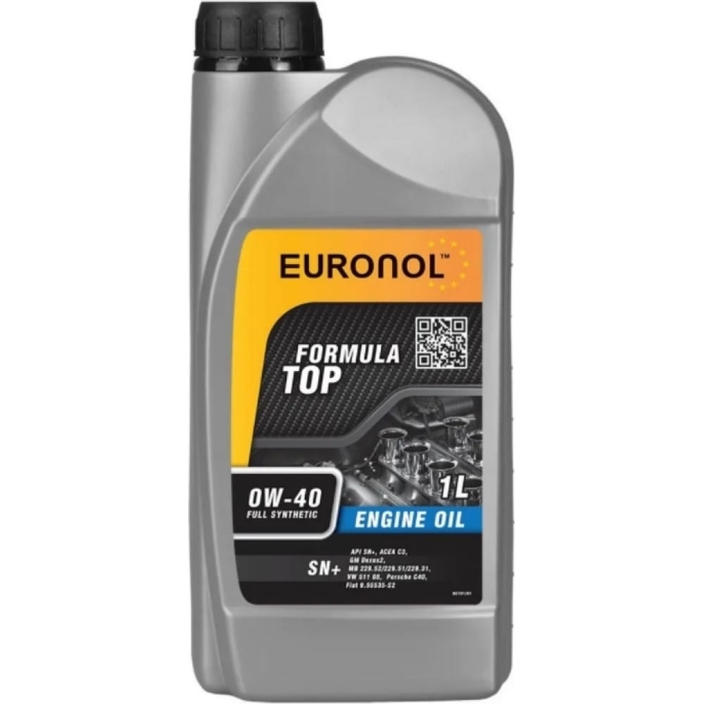 Моторное масло Euronol TOP FORMULA 0w-40, SN+ | Автомобильные масла |  Автомобильные масла и смазки | Автогаражное оборудование | Товары для авто  и СТО | Parts66.ru