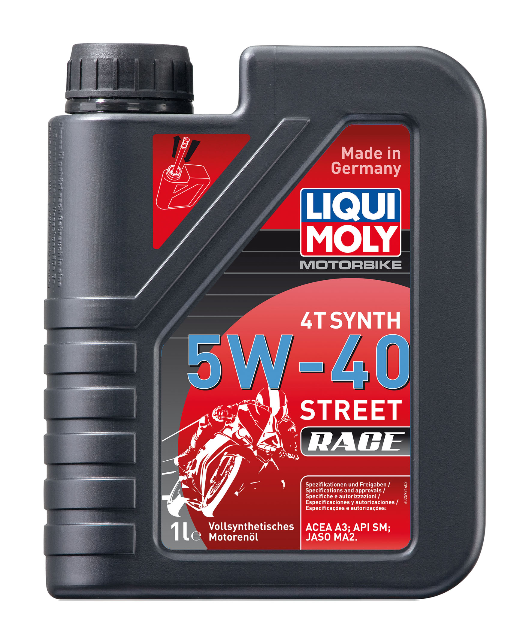 Синтетическое моторное масло 4T для четырехтактных мотоциклов LIQUI MOLY  Racing Synth 4T 5W-40 SL;A3-04;MA-2 | Моторные масла для мототехники | Для  автомобилей и автосервисного оборудования | Расходные материалы | Товары  для авто