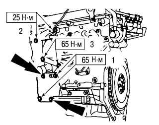 Крепление деталей и узлов двигателя со стороны выпускного коллектора