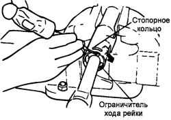 Поворот стопорного кольца перед извлечением