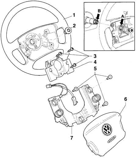  Снятие и установка рулевого колеса Volkswagen Golf IV