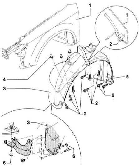  Снятие и установка локера переднего крыла Audi A4