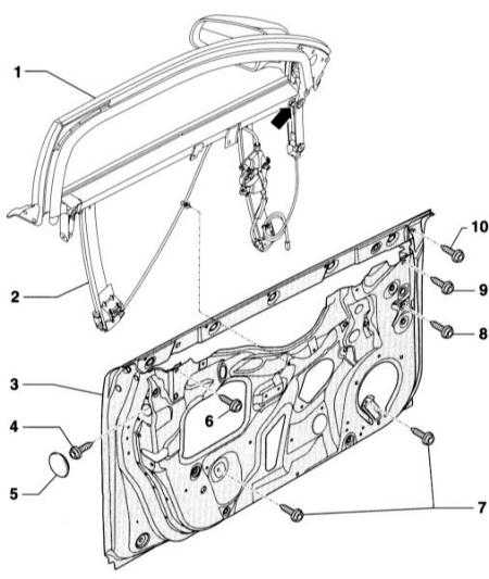  Снятие и установка рамы окна передней двери Audi A4