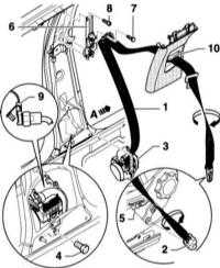  Снятие и установка переднего ремня безопасности Audi A4