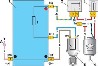 Схема включения электродвигателя вентилятора отопителя