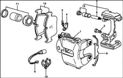  Снятие и установка передних тормозных колодок BMW 5 (E39)