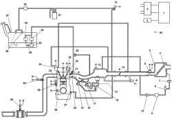 Схема системы управления топливной системой автомобиля Mazda 3: 1 – блок PCM; 2 – катушка зажигания; 3 – генератор; 4* – заслонка системы VAD; 5 – воздушный фильтр; 6 – датчик массового расхода воздуха; 7* – исполнительный механизм заслонки системы VAD; 8* – управляющий электромагнитный клапан системы VAD; 9* – вакуумная камера; 10* – обратный клапан системы VAD; 11 – регулятор холостого хода; 12 – электромагнитный клапан продувки; 13 – датчик положения дроссельной заслонки; 14 – датчик абсолютного давления; 15* – управляющий электромагнитный клапан системы VIS; 16 – управляющий электромагнитный клапан Variable tumble; 17* – исполнительный механизм заслонки системы VIS; 18* – заслонка системы VIS; 19 – исполнительный механизм заслонки системы VTCS; 20 – заслонка системы VTCS; 21 – топливная форсунка; 22* – управляющий масляный клапан; 23 – датчик положения распредвала; 24 – клапан системы рециркуляции отработавших газов; 25 – датчик детонации; 26 – датчик температуры охлаждающей жидкости; 27 – клапан вентиляции картера; 28 – датчик положения коленвала; 29 – датчик концентрации кислорода с подогревом (передний); 30 – датчик концентрации кислорода с подогревом (задний); 31 – емкость с активированным углем (адсорбер); 32 – обратный клапан (двухсторонний); 33 – регулятор давления; 34 – топливный фильтр (высокого давления); 35 – топливный насос; 36 – топливный фильтр (низкого давления); 37 – топливный бак; 38 – гравитационный клапан; 39 – гаситель пульсаций; 40 – к блоку PCM; Примечание – *