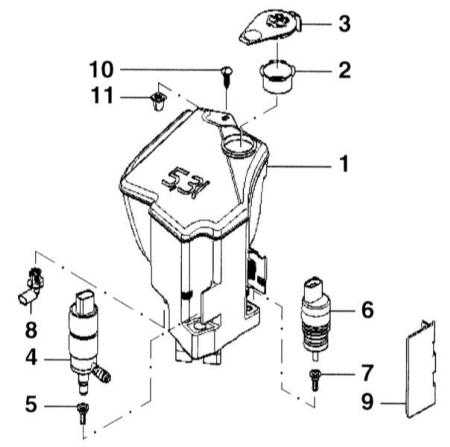  Снятие и установка резервуара/насоса омывателя BMW 3 (E46)