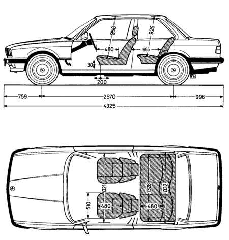  Габаритные размеры BMW 3 (E30)
