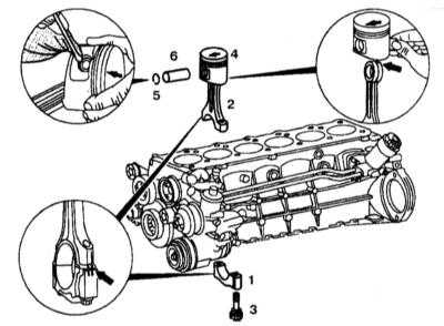  Снятие и установка поршней Mercedes-Benz W140