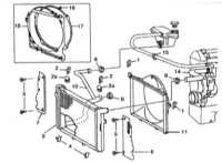  Снятие и установка радиатора системы охлаждения - детали установки Mercedes-Benz W140