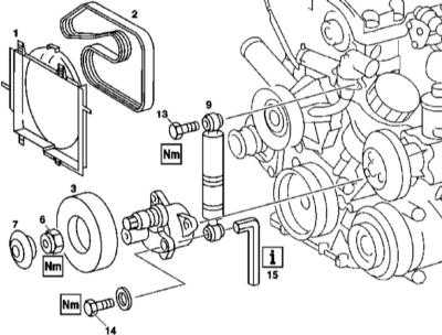  Замена ремня привода вспомогательных агрегатов и элементов механизма его натяжения Mercedes-Benz W163