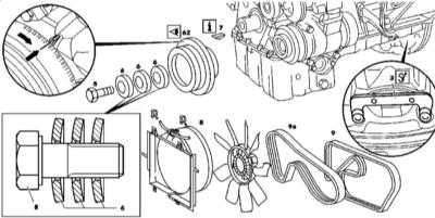  Снятие и установка демпфера крутильных колебаний/шкива приводного ремня Mercedes-Benz W163