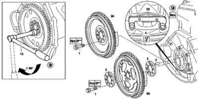  Снятие и установка маховика/приводного диска Mercedes-Benz W163