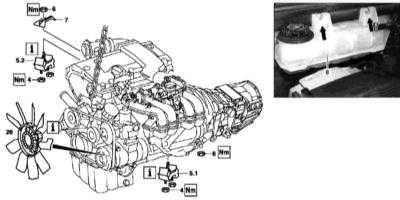  Снятие и установка опор подвески силового агрегата Mercedes-Benz W163