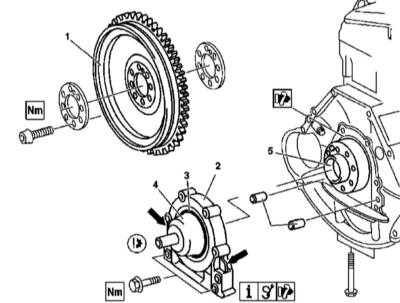  Снятие и установка задней торцевой крышки, замена заднего сальника коленчатого вала Mercedes-Benz W163