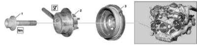  Снятие и установка демпфера крутильных колебаний/шкива приводного ремня Mercedes-Benz W163