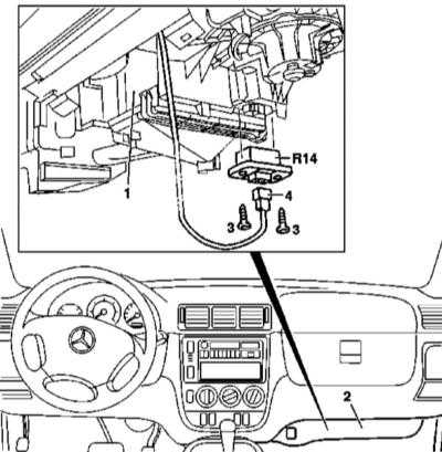  Снятие и установка вентилятора отопителя/кондиционера воздуха и его резистивной сборки Mercedes-Benz W163