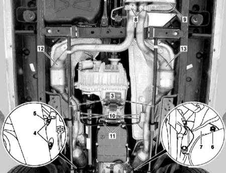  Снятие и установка каталитических преобразователей на дизельных моделях Mercedes-Benz W163
