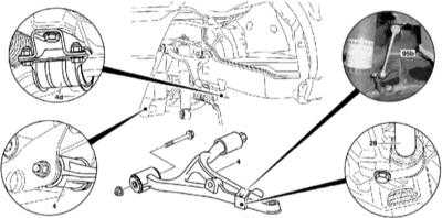  Снятие и установка нижнего поперечного рычага, замена передней осевой втулки Mercedes-Benz W163