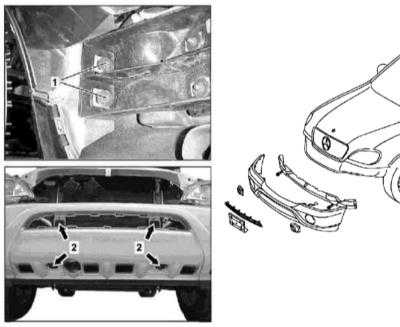  Снятие и установка переднего бампера Mercedes-Benz W163