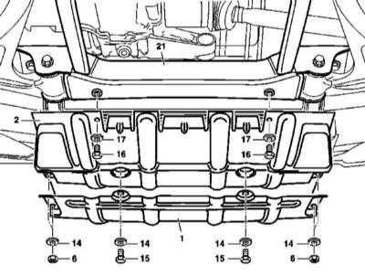  Снятие и установка панелей нижней защиты двигательного отсека Mercedes-Benz W163