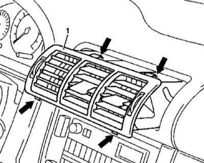  Снятие и установка дефлекторов воздуховодов панели приборов Mercedes-Benz W163