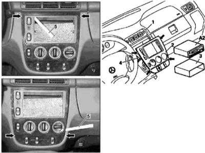  Снятие и установка центральной (консольной) секции панели приборов Mercedes-Benz W163