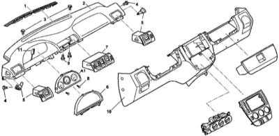  Снятие и установка нижней и верхней основных секций панели приборов Mercedes-Benz W163