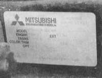  Идентификационные номера автомобиля Mitsubishi Galant