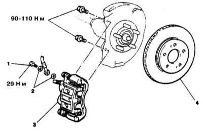  Замена колодок дисковых тормозных механизмов Mitsubishi Galant