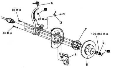  Снятие и установка поворотных кулаков и сборок ступиц с колесными   подшипниками (передняя подвеска) Mitsubishi Galant