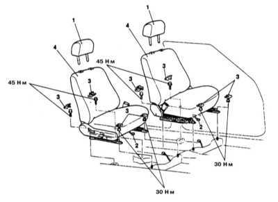  Снятие и установка сидений Mitsubishi Galant