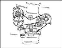  Проверка состояния, регулировка натяжения и замена приводного ремня (только для двигателей с регулировкой натяжения) Opel Frontera