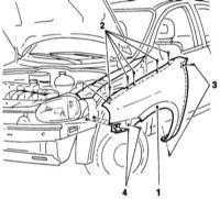  Снятие и установка переднего крыла Opel Corsa